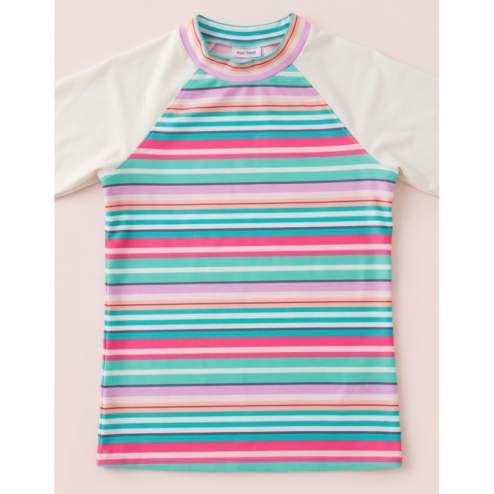Marina West Rash Guard Swim Top Women's Medium Multi Stripe Performance